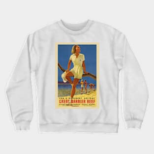 Great Barrier Reef Australia Vintage Poster 1934 Crewneck Sweatshirt